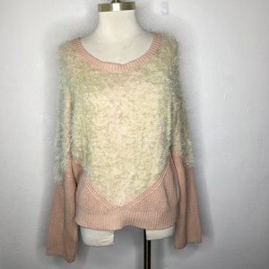 Vince Camuto Two Tone Textured Sweater Size XL Pink/Ivory